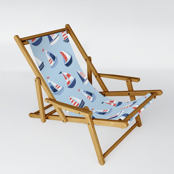 Sailboats in the distance - Blue and Orange Sling Chair