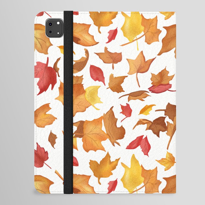 Fallen Autumn Leaves in White iPad Folio Case