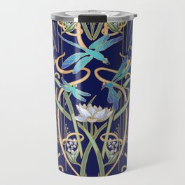 Art Nouveau Dragonflies | Navy Travel Mug
