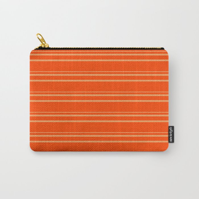 Red and Brown Colored Lines Pattern Carry-All Pouch