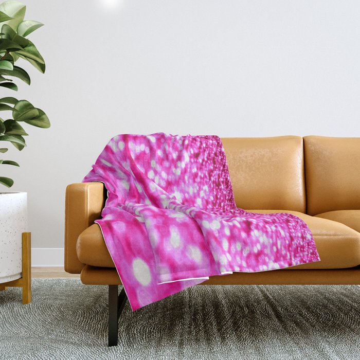 Fuchsia Pink Glitter Sparkle Throw Blanket