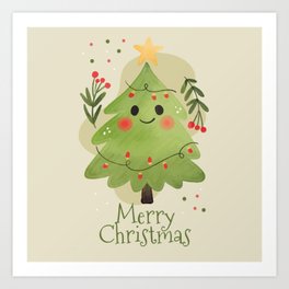 Cute Christmas Tree Art Print