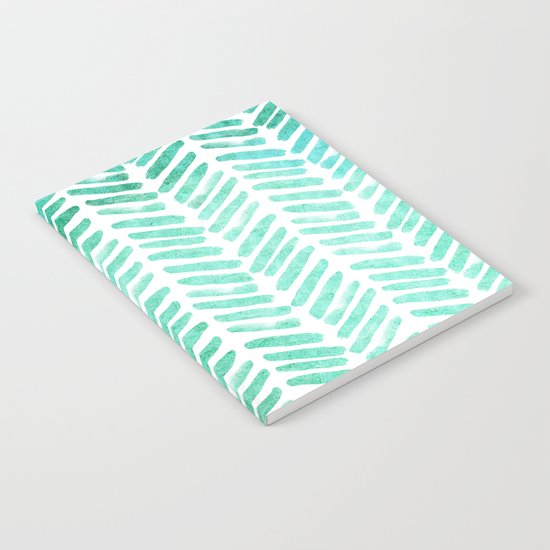 Handpainted Chevron pattern - light green and aqua - stripes #Society6 Notebook