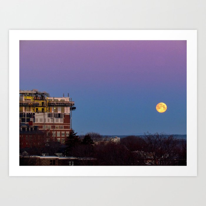 March Moonset in Portland, Maine (1) Art Print