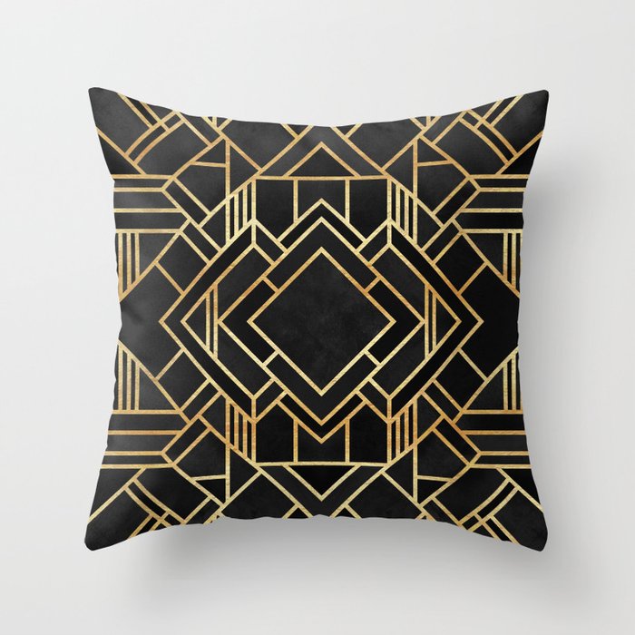 Art Deco Black Throw Pillow