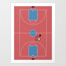Basketball Mood Art Print | Birds Eye View, Minimal, Blue, Illustration, Hoops, Abstract, Geometric, Basketball, Graphicdesign, Aerial 