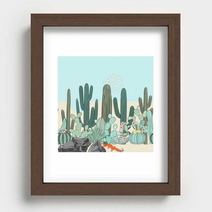 Cactus Desert Plant Love Recessed Framed Print