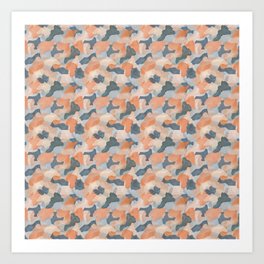  abstract seamless pattern of watercolor stains in orange, gray and blue colors Art Print