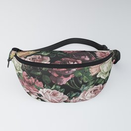 Vintage & Shabby chic - dark retro floral roses pattern Fanny Pack