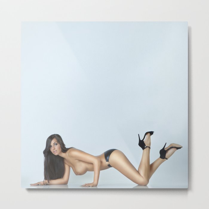 sexy glamour naked girl with big breasts Metal Print
