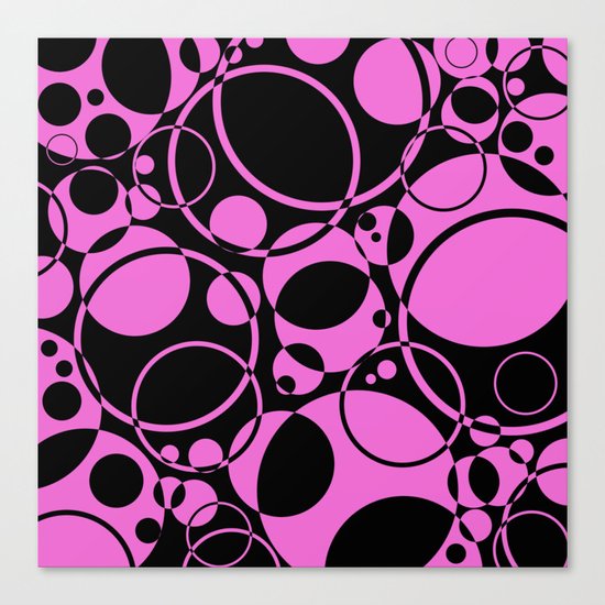 Black and pink bubbles pattern Canvas Print