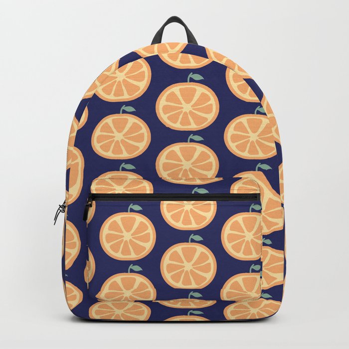 Orange Fruit Pattern (Dark Blue) Backpack