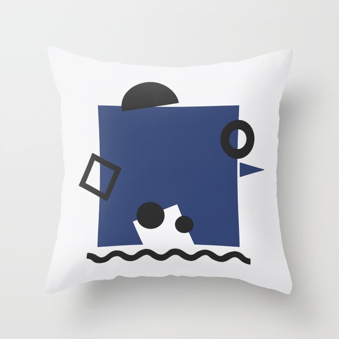 Dark Blue Square Throw Pillow