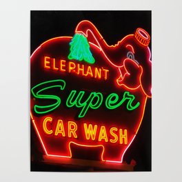 Elephant Super Car Wash Poster