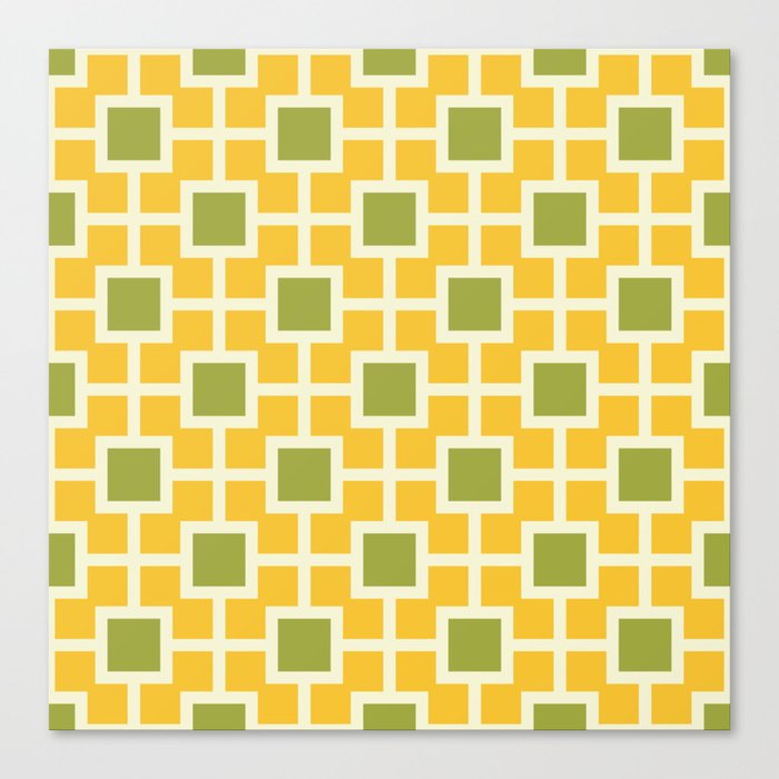 Classic Geometric Pattern 780 Green and Yellow Canvas Print