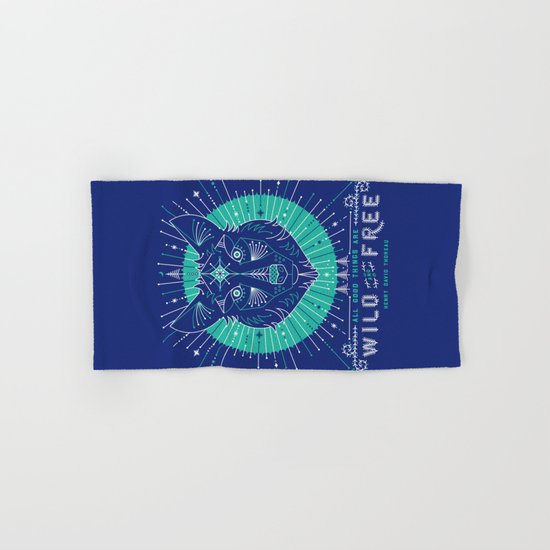 Wild & Free Wolf – Navy Hand & Bath Towel