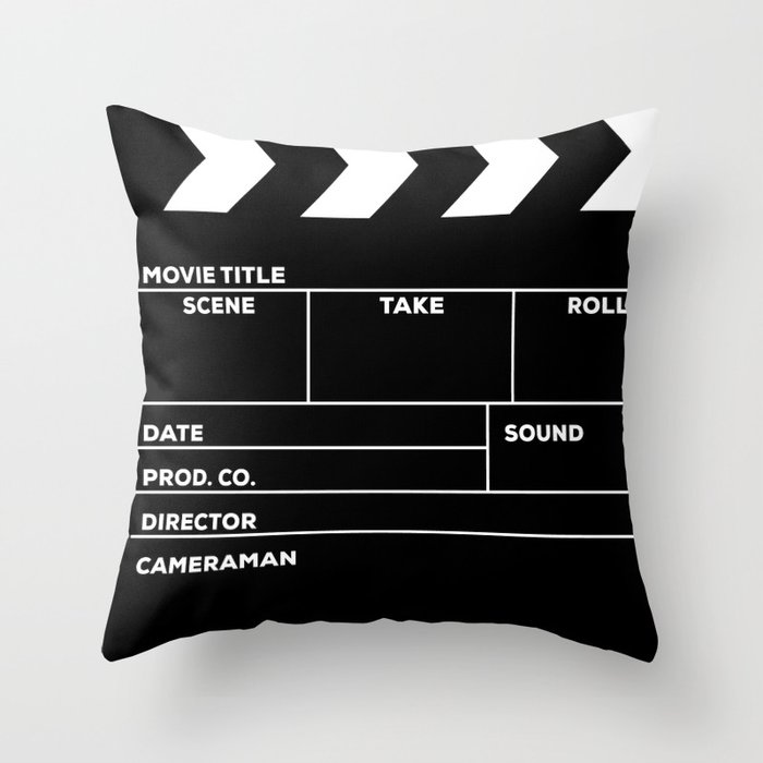 Movies Director Filmmaker Movie Slate Film Slate Clapperboard Black White Throw Pillow