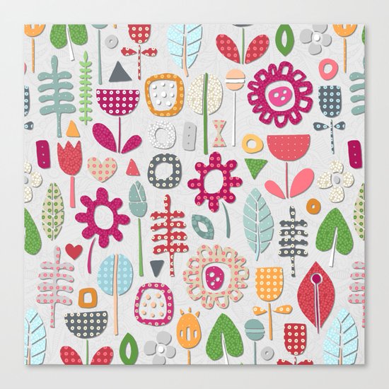 paper cut flowers silver Canvas Print