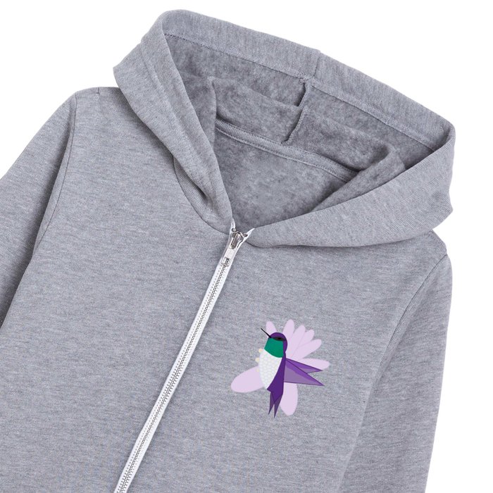 Purple Hummingbird Shimmer Cheeks Kids Zip Hoodie