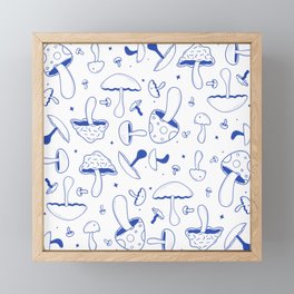 Blue Mushrooms Framed Mini Art Print