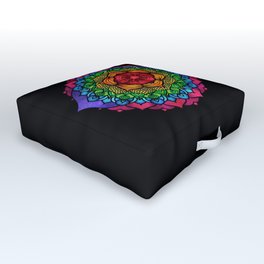 Colorful Seven Chakra Mandala Outdoor Floor Cushion