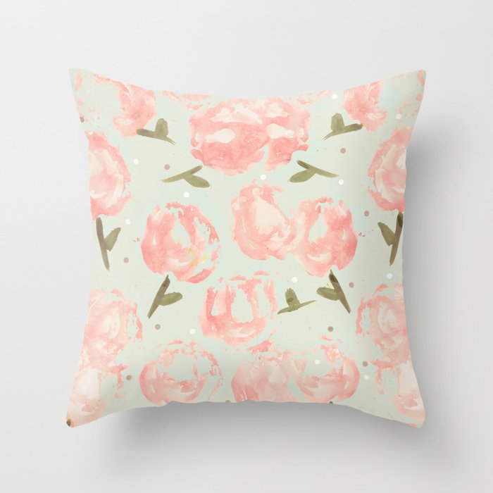 Syana's Cabbage Roses Throw Pillow