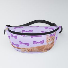 Ginger Cat with Purple Bow Pattern Fanny Pack