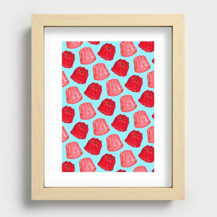 Red & Pink Jello Pattern - Blue Recessed Framed Print