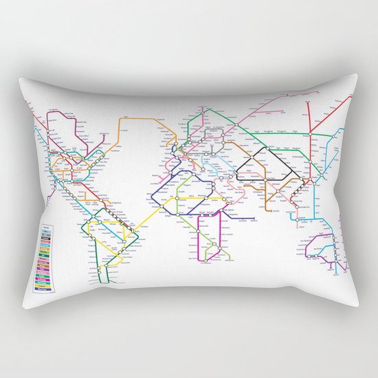World Metro Subway Map Rectangular Pillow