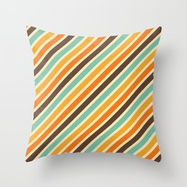 60s Summer Warmth Stripes Pattern Throw Pillow