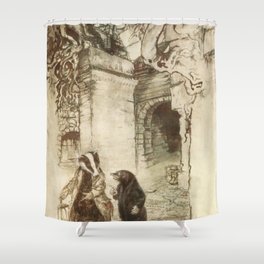 Wind in the Willows badger and mole Shower Curtain