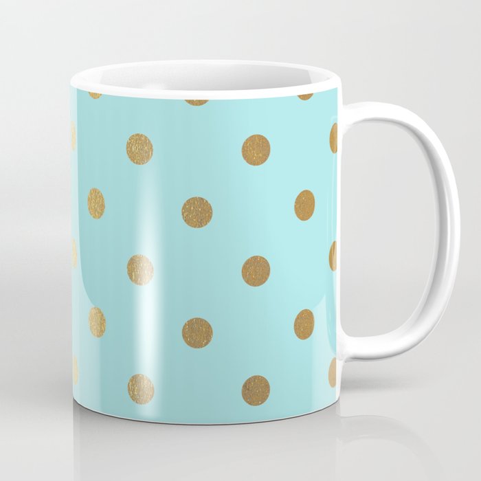 Gold Polka Dots On Aqua Background Luxury Turquoise Pattern Coffee Gold Polka Dots On Aqua Background Luxury Turquoise Pattern Coffee Mug