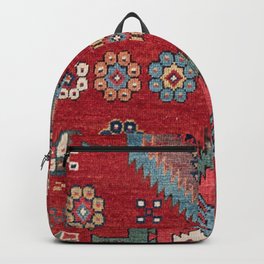 Tribal Honeycomb Palmette III // 19th Century Authentic Colorful Red Flower Accent Pattern Backpack