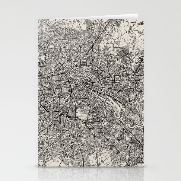 Germany, Berlin - Authentic Black and White Map Stationery Cards