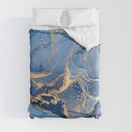 Denim Blue + Slate Abstract Storm Swirl Duvet Cover