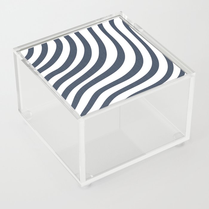 Navy Blue and White Stripes Acrylic Box