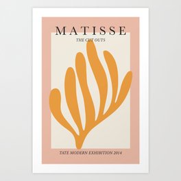 Matisse cut outs exhibition poster - Yellow leaf on pink Art Print