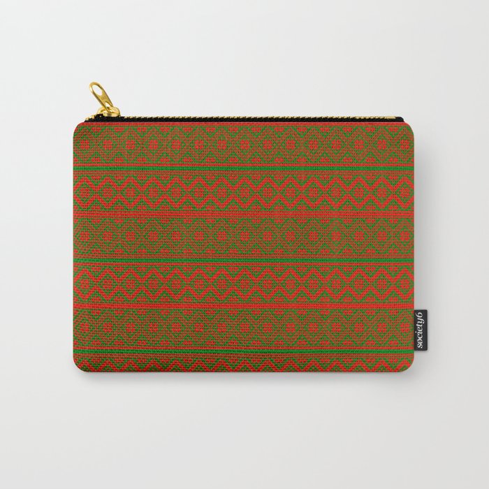 Red and Green Classic Nordic Christmas Pattern Carry-All Pouch