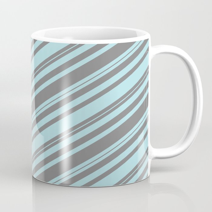 Grey and Powder Blue Colored Lined/Striped Pattern Coffee Mug