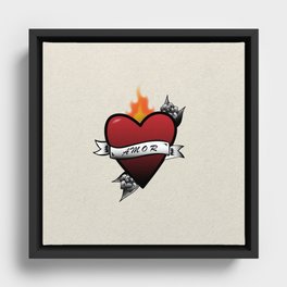 amor heart tattoo Framed Canvas