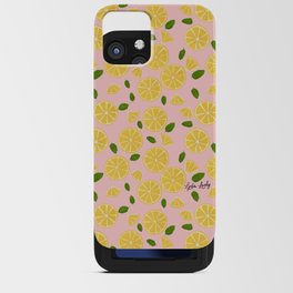 Yellow lemons- pink background iPhone Card Case