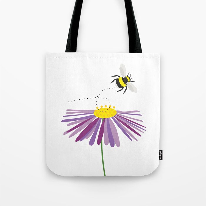 Aster flower with Bumblebee Tote Bag