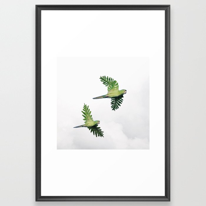 Leafy Parrots Framed Art Print