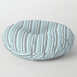 [ Thumbnail: Grey and Powder Blue Colored Lines/Stripes Pattern Floor Pillow ]