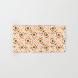 Pastel Orange Floral Pattern Retro Polka Dot Background Hand & Bath Towel