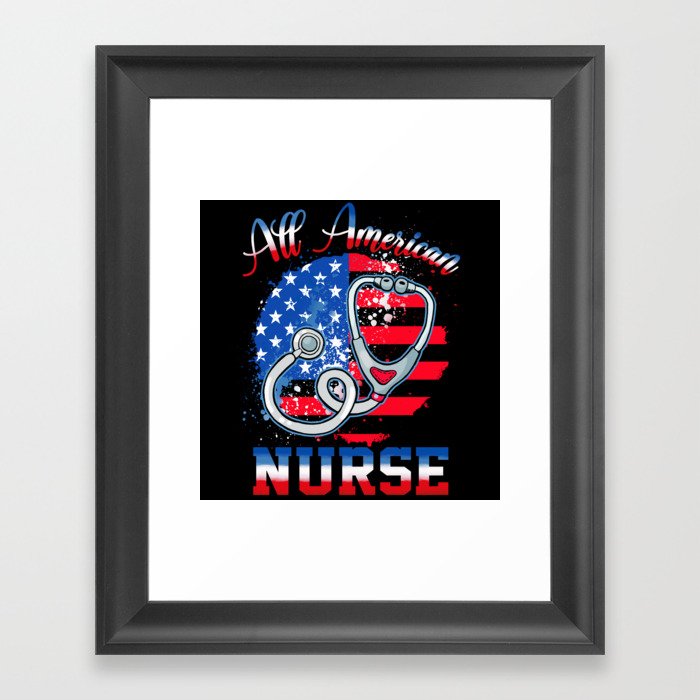 All american Nurse US flag 4th of July Framed Art Print