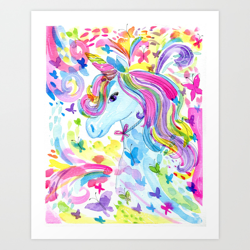 Mystical Rainbow Unicorn Art Print By Jwillustrations Society6