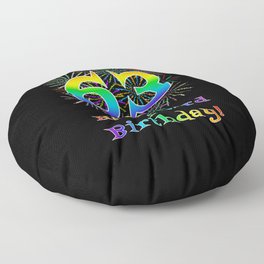 [ Thumbnail: 63rd Birthday - Fun Rainbow Spectrum Gradient Pattern Text, Bursting Fireworks Inspired Background Floor Pillow ]