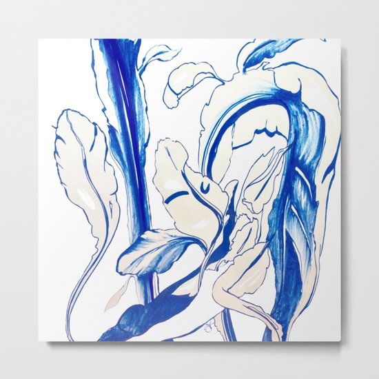 Plant in Blue Marker - Leaf of Life Miracle Leaf - Original Blue Metal Print