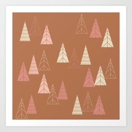 Terracotta Geometric Tree Holiday Art Print